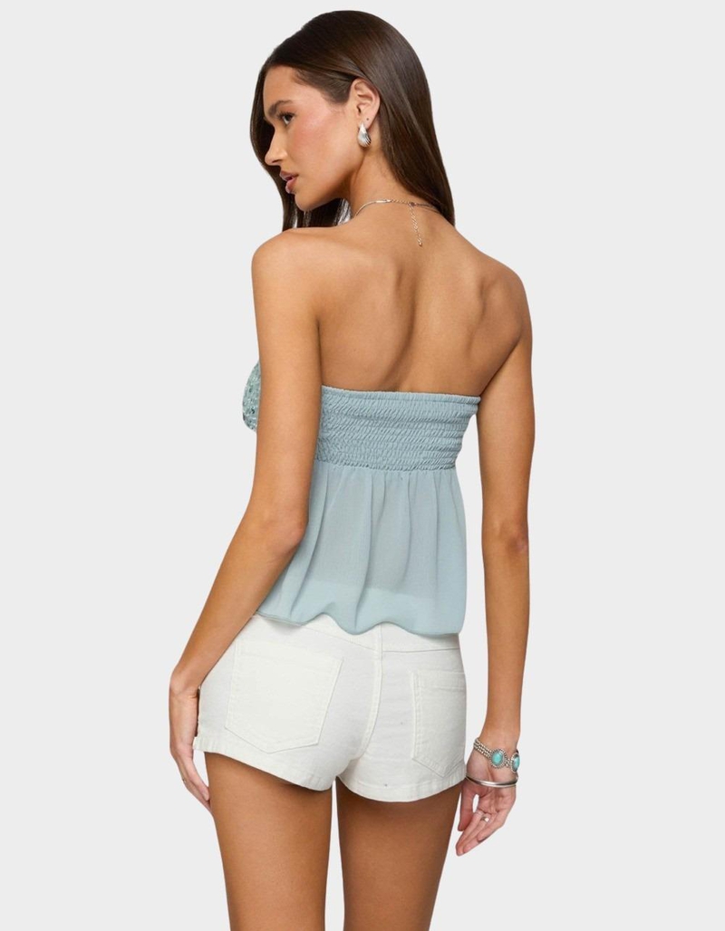 EDIKTED Beadie Sheer Chiffon Strapless Top image number 2