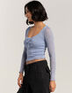 FULL TILT Embroidered Mesh Womens Long Sleeve Top image number 3