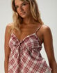 RSQ Womens Embroidered Plaid Babydoll Top image number 6