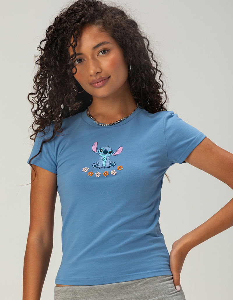 DISNEY Stitch Womens Embroidered Baby Tee image number 0