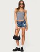 EDIKTED Devin Low Rise Micro Denim Shorts image number 5