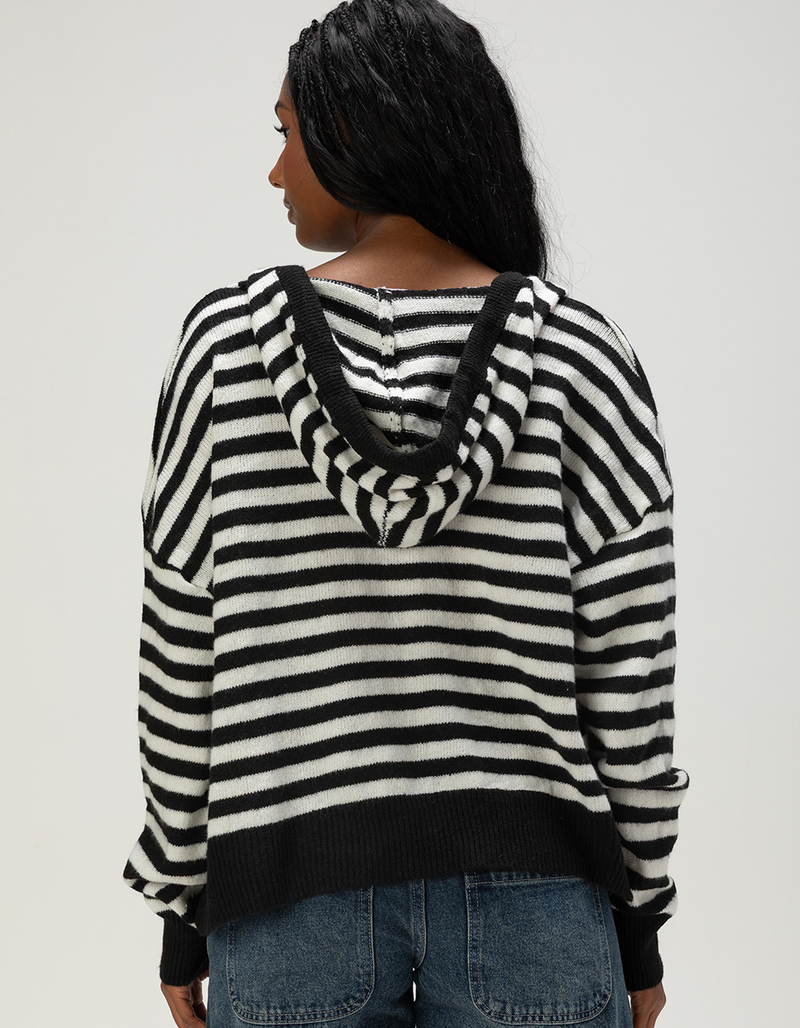 FULL TILT Womens Stripe Button Up Hooded Sweater image number 1