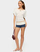 EDIKTED Contrast Foldover Denim Micro Shorts image number 5