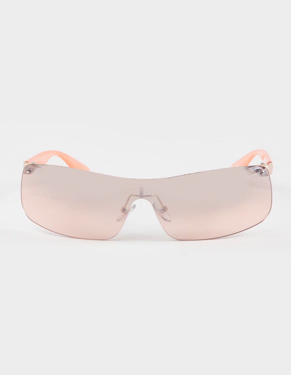 RSQ Y2K Rimless Shield Sunglasses - PEACH - ONE SIZE | Tillys