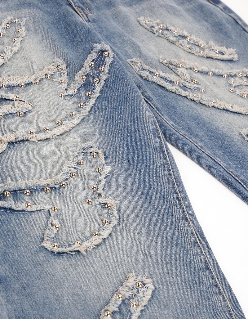 CALIBER Munition Mens Studded Frayed Straight Jeans image number 1