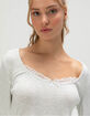 FULL TILT Brushed Lace Trim Womens Long Sleeve Top image number 5