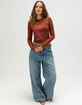 FULL TILT Hibiscus Womens Long Sleeve Baby Tee image number 2