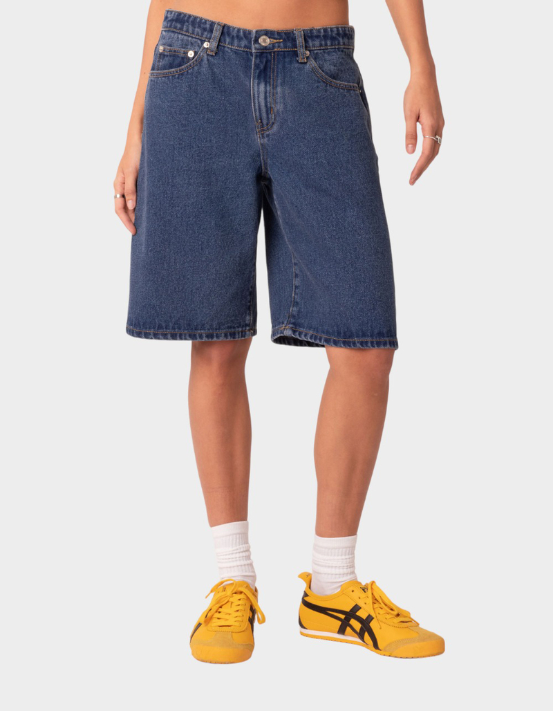 EDIKTED Oversized Low Rise Denim Womens Bermuda Jorts image number 0