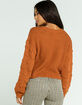 FULL TILT Pom Detail Balloon Sleeve Womens Rust Sweater image number 3