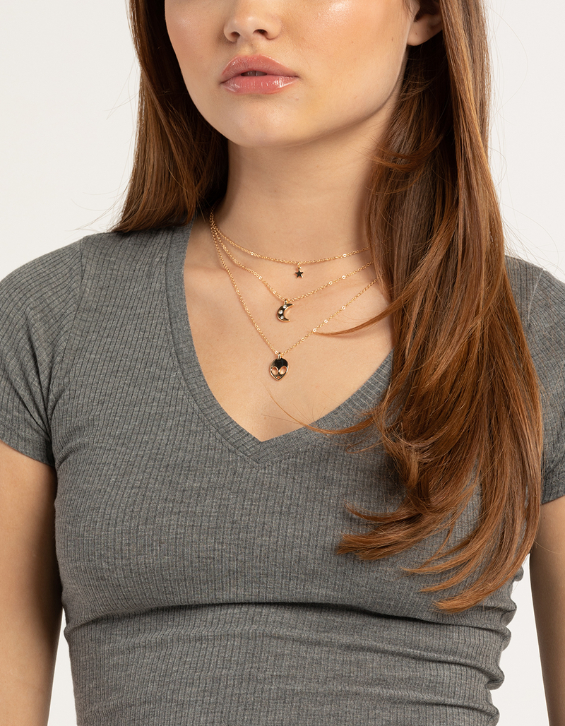FULL TILT Layered Aliens & Star Necklace image number 1