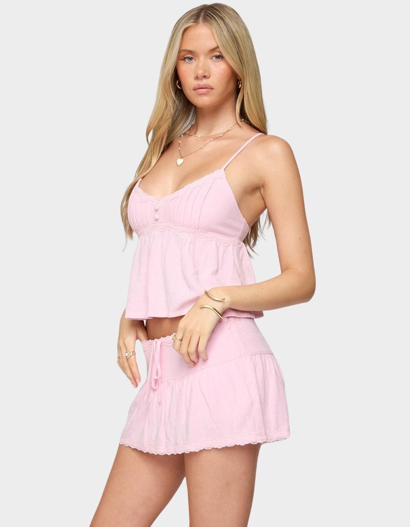 EDIKTED Selene Lacey Pleated Tank Top image number 1