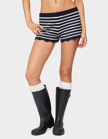 EDIKTED Soren Contrast Striped Knit Shorts Primary Image