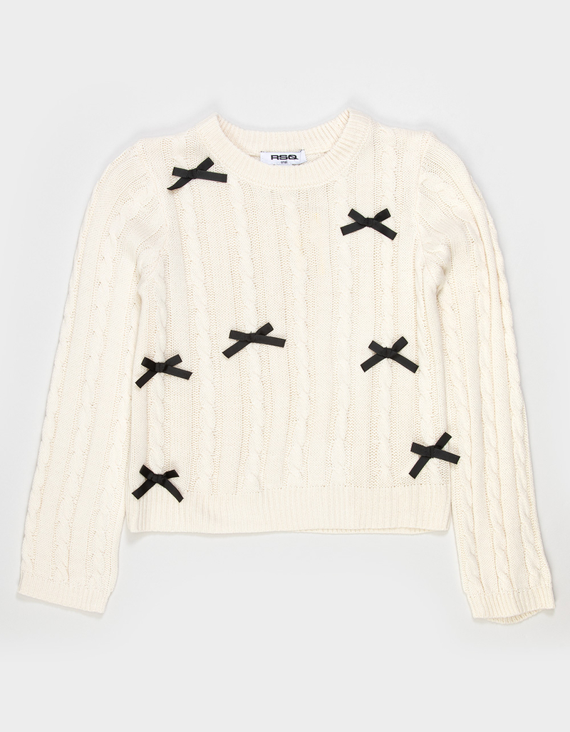 RSQ Girls Cable Knit Bow Sweater image number 1