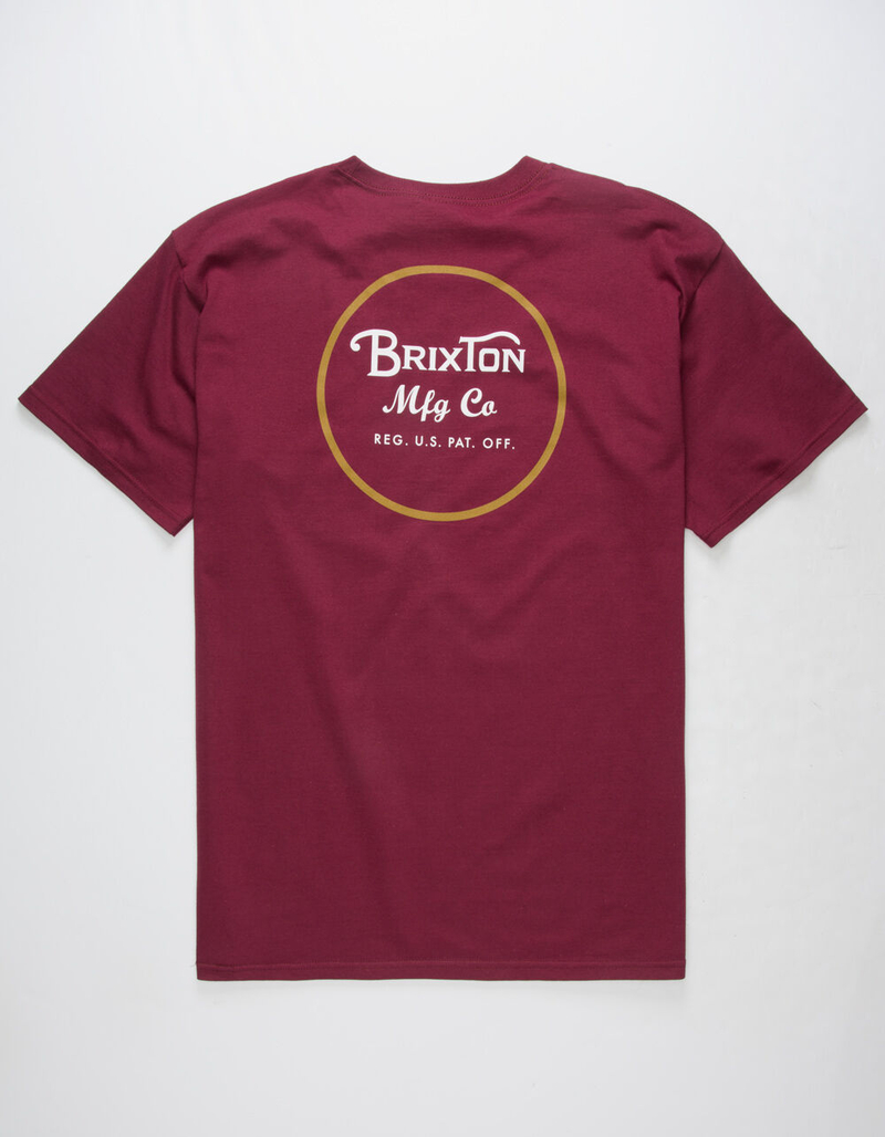 BRIXTON Wheeler II Burgundy Mens T-Shirt image number 0
