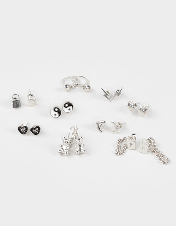 FULL TILT 9 Pack Bear/Star/Hoop Earrings Primary Image