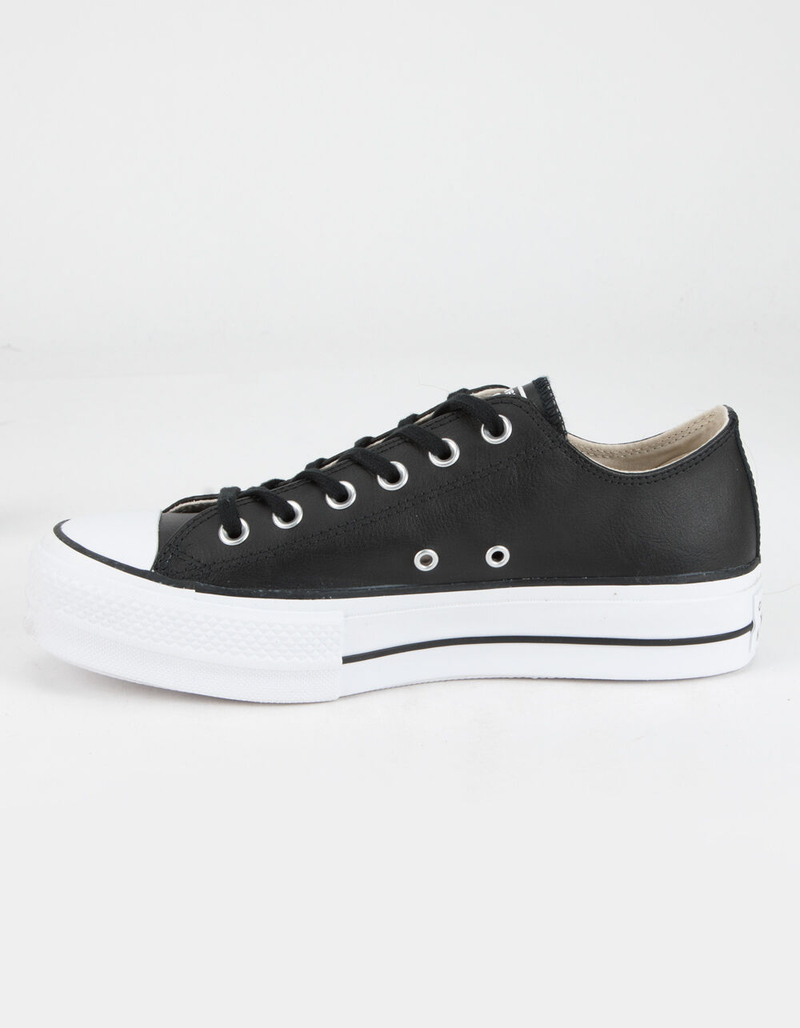 CONVERSE Leather Chuck Taylor All Star Lift Womens Black Low Top Shoes image number 2