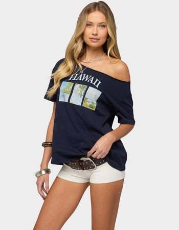 EDIKTED Hawaiian Babe Off Shoulder Tee Alternative Image