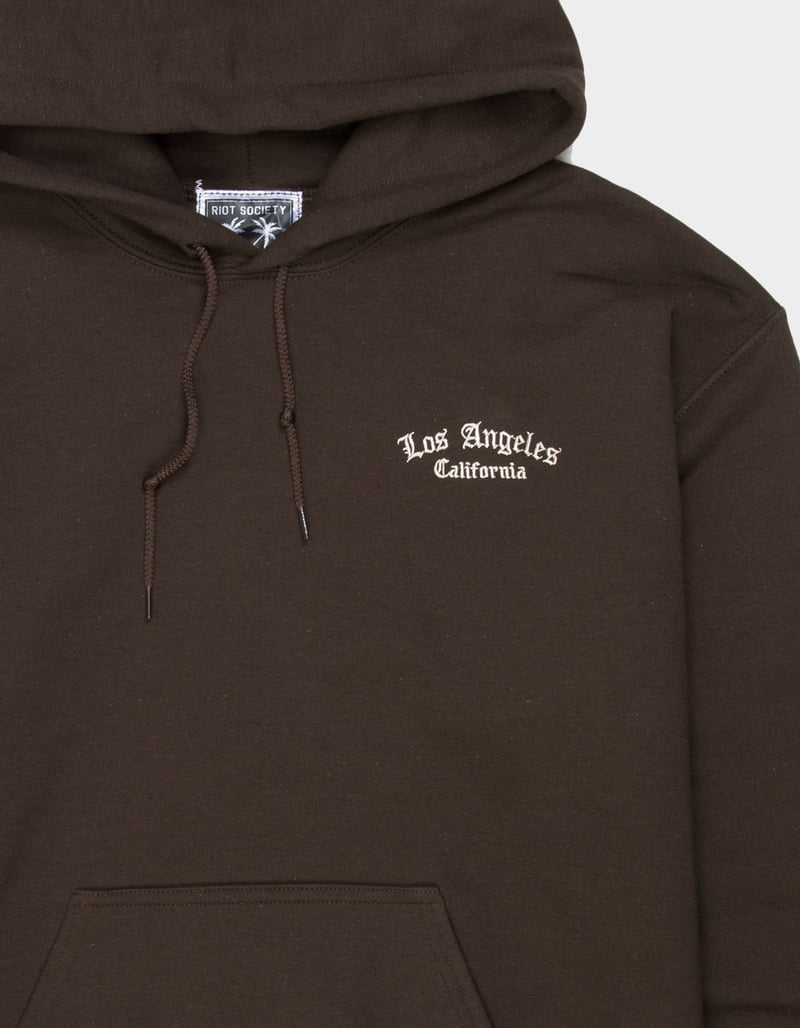 RIOT SOCIETY LA Embroidered Mens Hoodie - BROWN