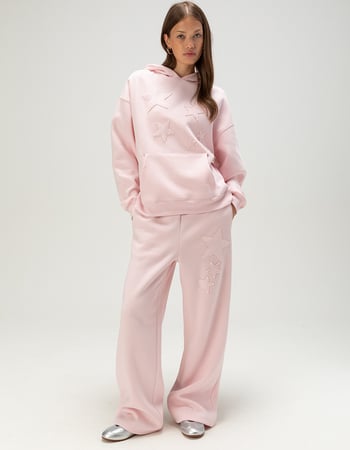 FULL TILT Star Applique Womens Wide Leg Sweatpants Primary Image