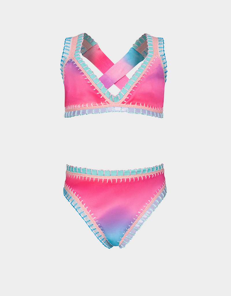 PQ SWIM Dreamy Rainbow Embroidered Girls Bikini Set image number 0
