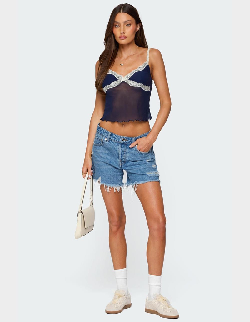 EDIKTED Contrast Lacey Mesh Tank Top image number 1