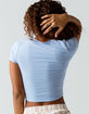 DESTINED Ribbed V-Neck Womens Light Blue Crop Tee image number 3