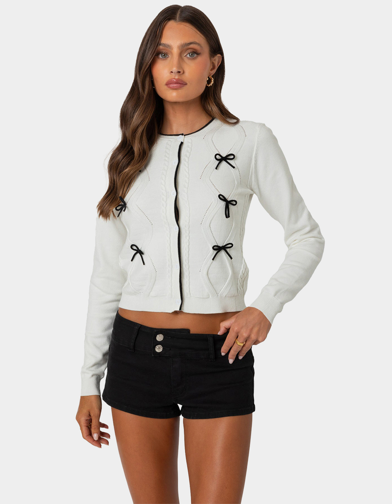 EDIKTED Contrast Bow Knit Cardigan image number 0