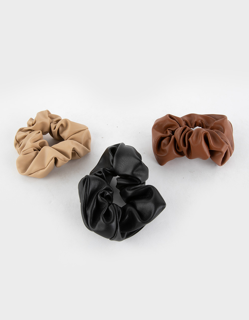 FULL TILT 3 Pack Faux Leather Scrunchies image number 1