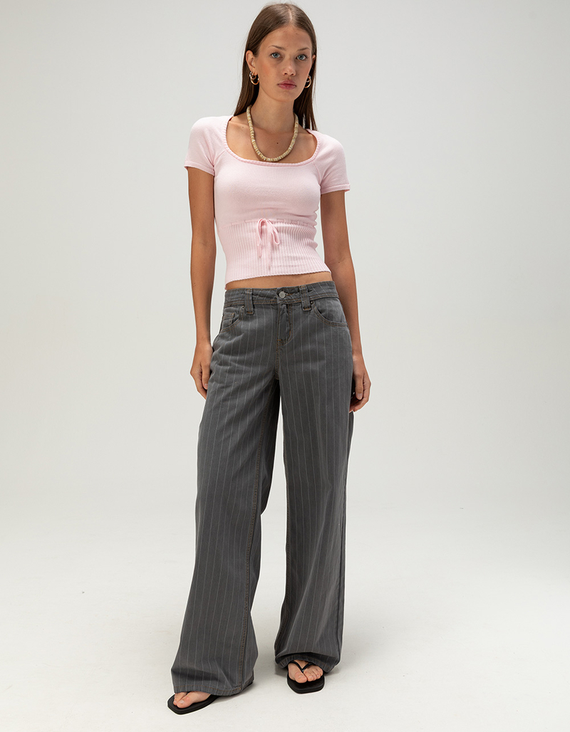RSQ Womens Pinstripe Low Rise Original Baggy Jeans image number 4