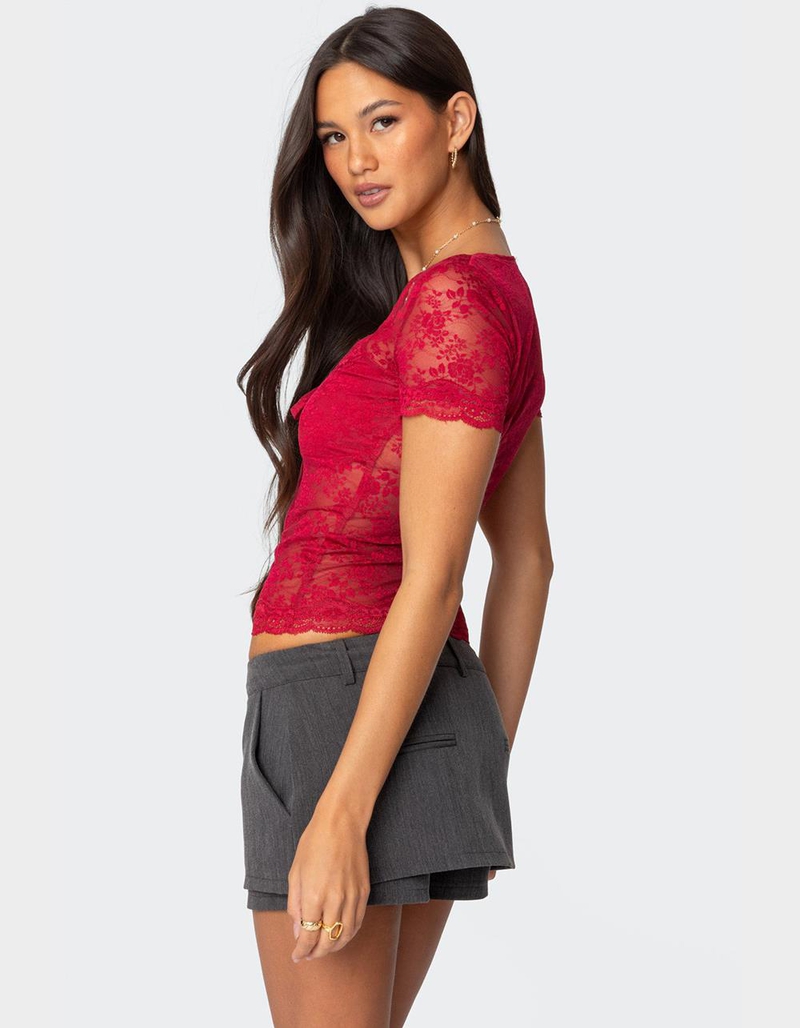 EDIKTED Roxana Sheer Lace Top image number 3