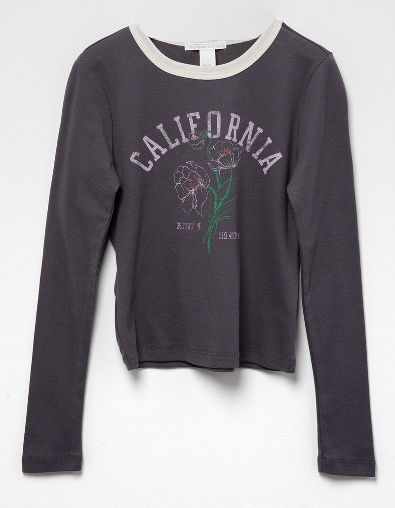 FULL TILT California Poppy Girls Long Sleeve Ringer Tee image number 0