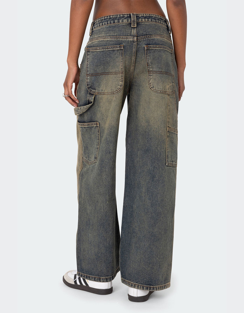 EDIKTED Contrast Panel Low Rise Washed Jeans image number 4