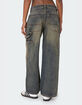 EDIKTED Contrast Panel Low Rise Washed Jeans image number 5