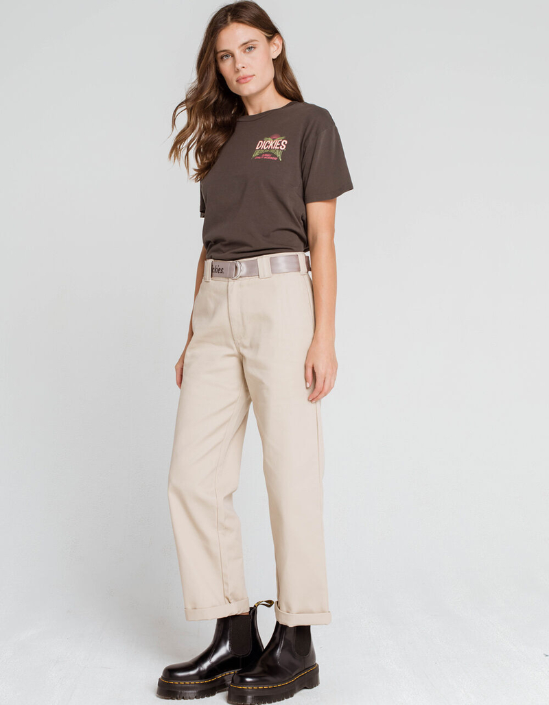 DICKIES Belted Worker Womens Crop Roll Hem Pants image number 4