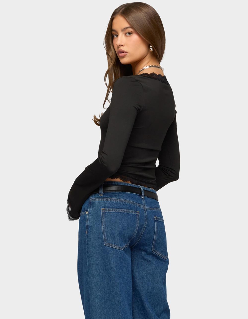 EDIKTED Kailin Lacey Flared Sleeve Top image number 2