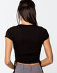 SKY AND SPARROW Solid Cinch Side Womens Black Tee image number 3