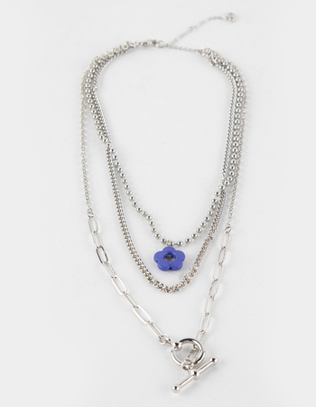 FULL TILT Layered Ball Chain Flower Necklace Primary Image