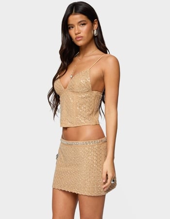 EDIKTED Jenny Beaded Mesh Boned Top Alternative Image