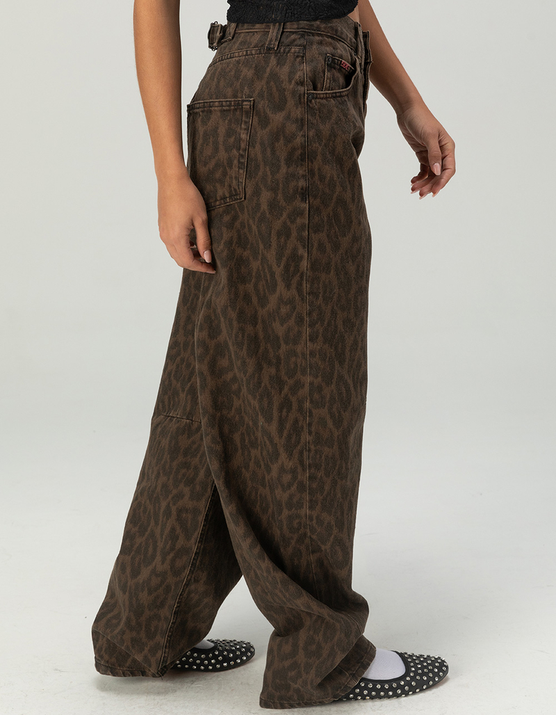 BDG Urban Outfitters Logan Buckle Leopard Baggy Barrel Womens Jeans image number 2