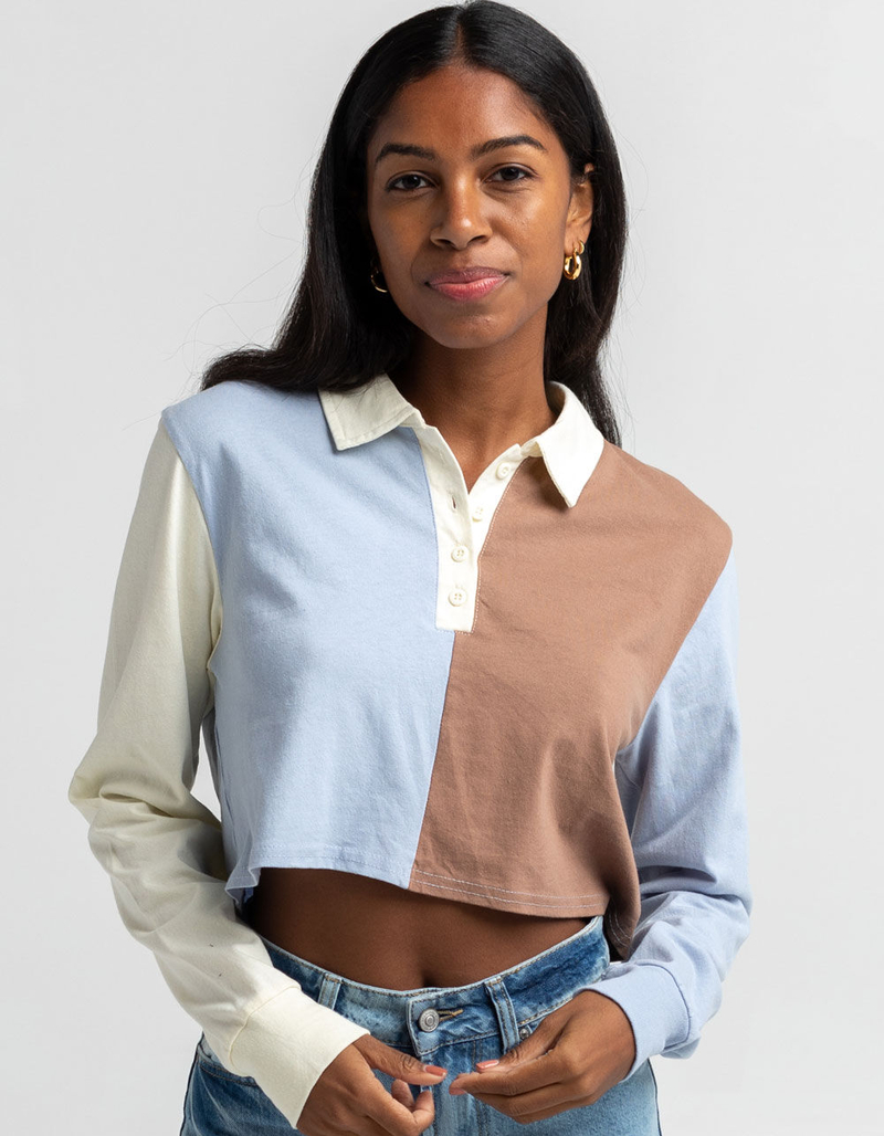 RSQ Womens Colorblock Rugby Polo Shirt image number 0