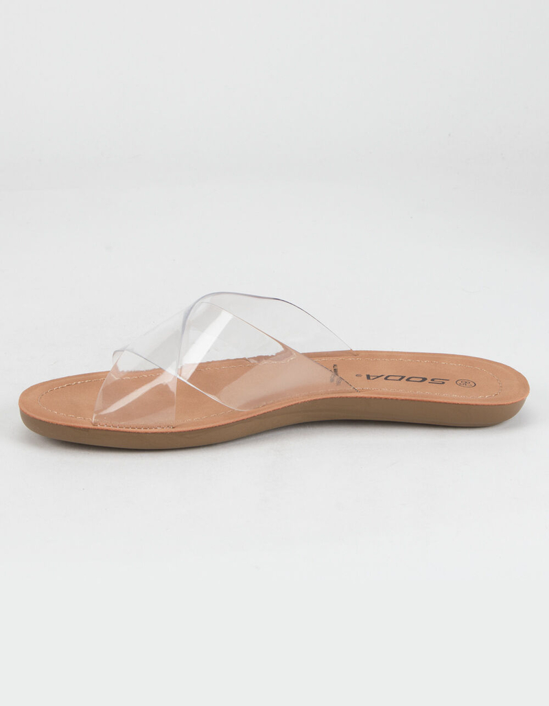 SODA Crisscross Womens Clear Slide Sandals image number 2