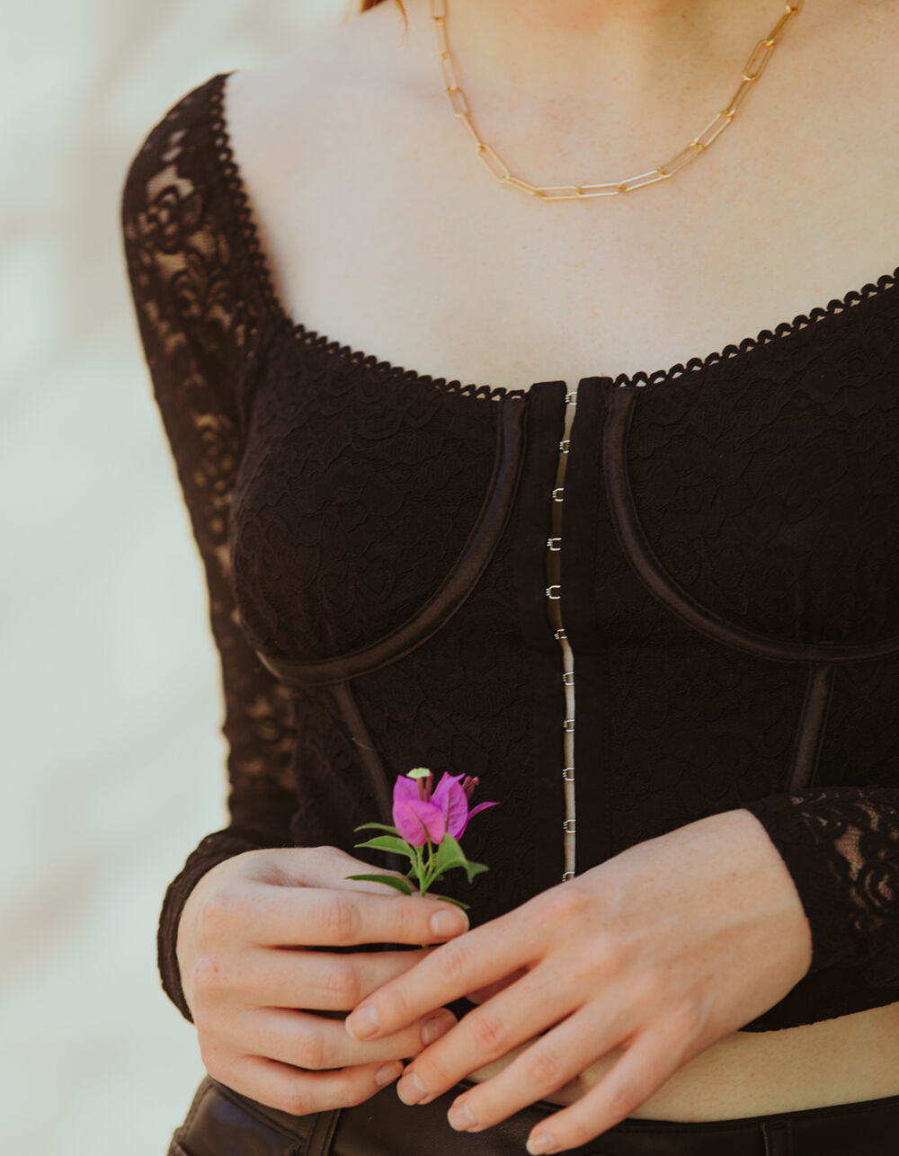 WEST OF MELROSE Womens Lace Corset Top - BLACK | Tillys