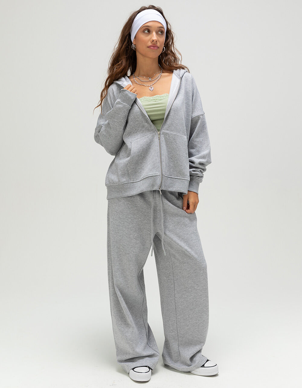 TILLYS Womens Oversized Zip-Up Hoodie - HEATHER GRAY | Tillys