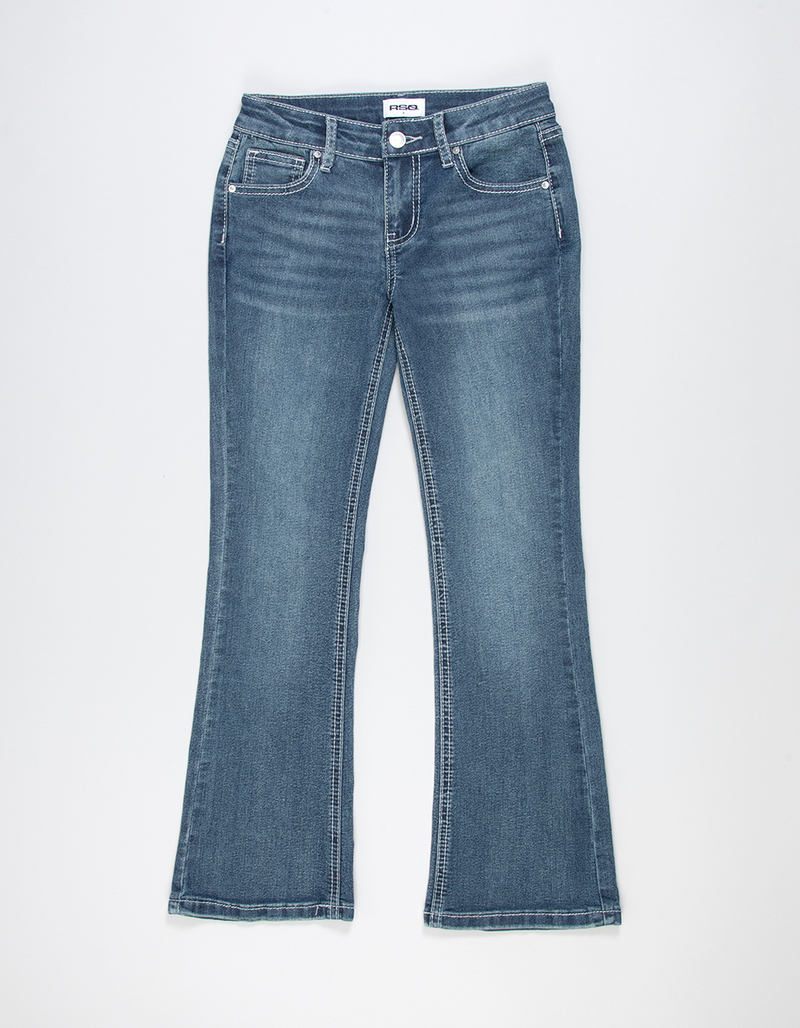 RSQ Girls Fleur-De-Lis Wing Pocket Flare Jeans image number 1