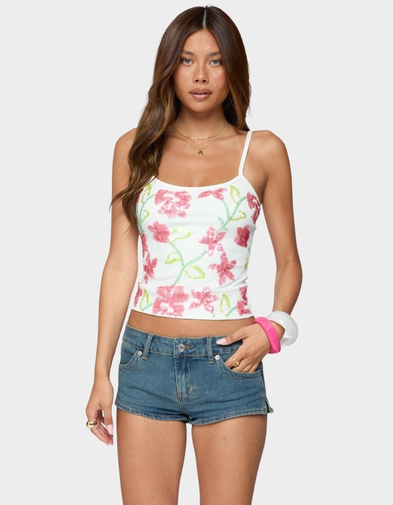 EDIKTED Beaded Floral Embroidered Tank Top image number 0
