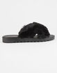 QUPID Faux Fur Criss Cross Black Womens Slide Sandals image number 3