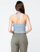 SKY AND SPARROW Sweater Knit Light Blue Womens Halter Top image number 3