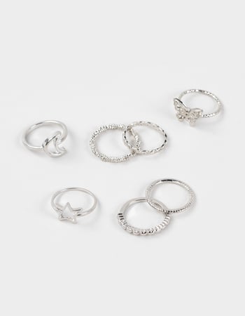 FULL TILT 7 Pack Star/Moon/Butterfly Dainty Rings Primary Image