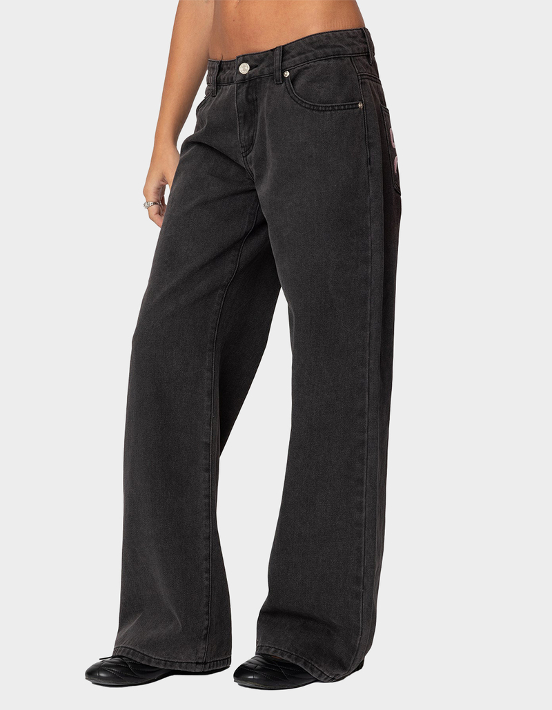 EDIKTED Bow Pocket Relaxed Jeans image number 2