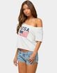 EDIKTED USA Babe Off Shoulder Tee image number 3